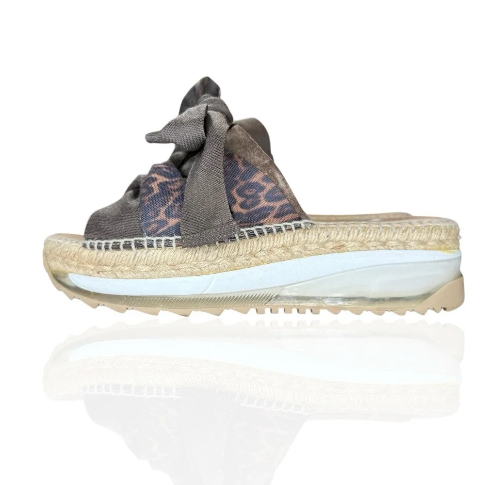 Free People Chapmin Ribbon Espadrilles‎ EU 37 US 6.5 Platform Sandals Leopard